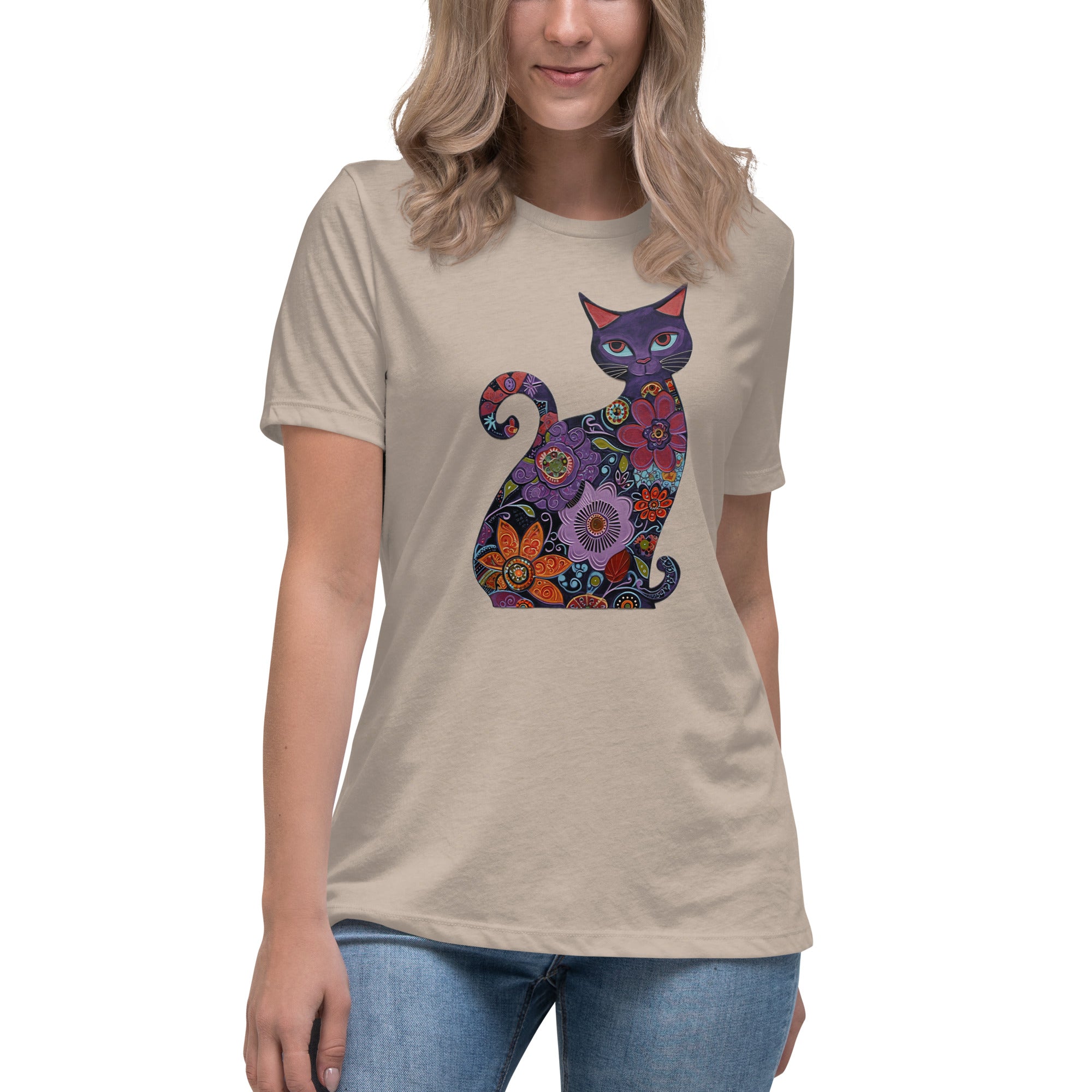 Women's Relaxed T-Shirt - With a cool a Cat, #02 – CGIL ART