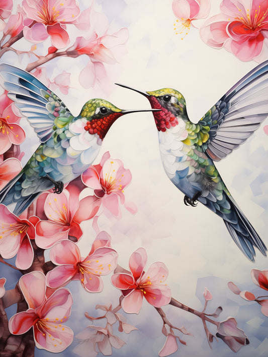 HUMMINGBIRDS IN BLUE